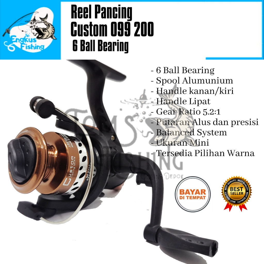 Reel Pancing Custom 099 200 Spool Alumunium (6 Bearing) Super Strong Murah - Engkus Fishing