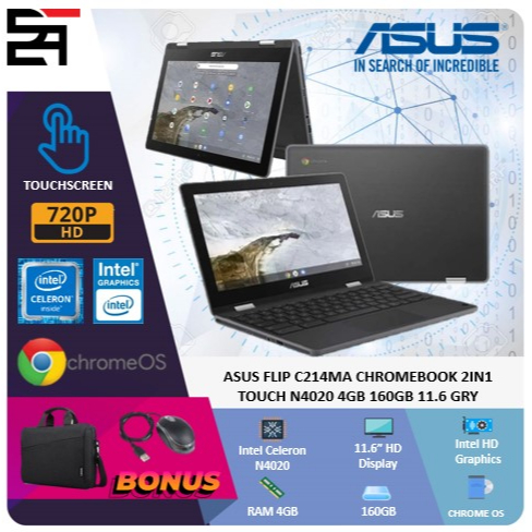 Asus Flip C214MA Chromebook 2IN1 Touch N4020 4GB 160GB 11.6 Inchi