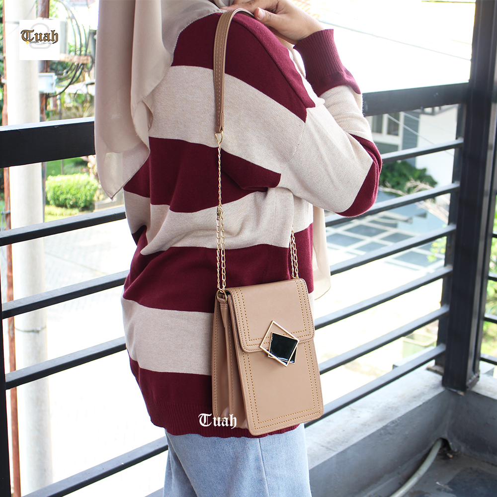 TUAH SLIMBAGS DK -18  / BARU UPLOUD / Slingbag Kotak Pouch Hp 2 Ruang Tali Rantai Ulir Series High quality / as Selempang Wanita / Tas Hp &amp; Uang Wanita / Tas Wanita Koreaan Style / Tas Wanita Terbaru kekinian &amp; Terlaris