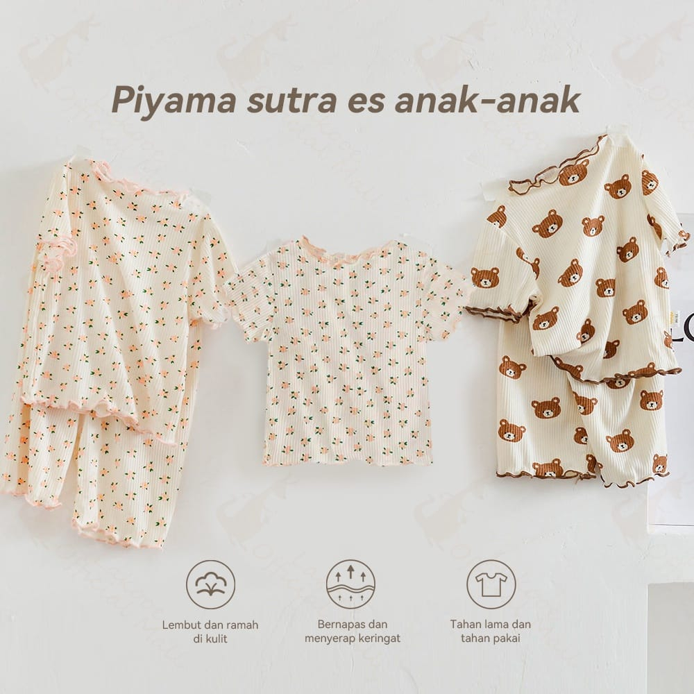 LittleAaron SET PIYAMA COCOBEAR RIBB EBV Baju Setelan Anak Piyama Perempuan Import Berkualitas 1-7 Tahun