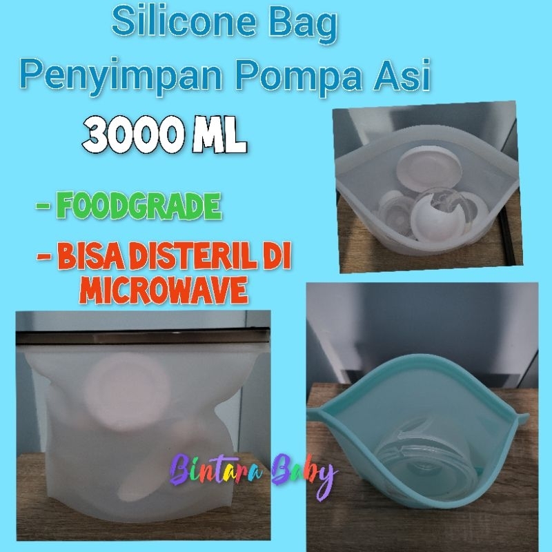 Silicone Bag Pouch Large 3000ml Penyimpan Pompa Asi Foodsafe Leakproof 1500ml Standing Silicone Pouch Quick Clean Steam Steril Bag 4000ml Penyimpan Corong Pompa Asi