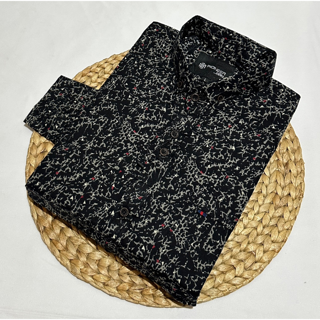 kemeja printing pria lengan panjang size  M L XL bahan katun full motif atasan printing panjang pria wanita distro