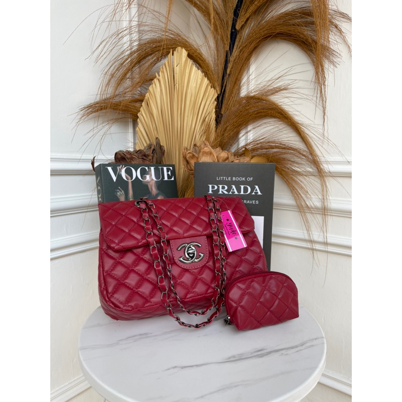 TAS SELEMPANG CHANNELL 2 IN 1 MOM AND KIDS ACC FULL EMBOS CHANNELL UK 32X19X10 CM