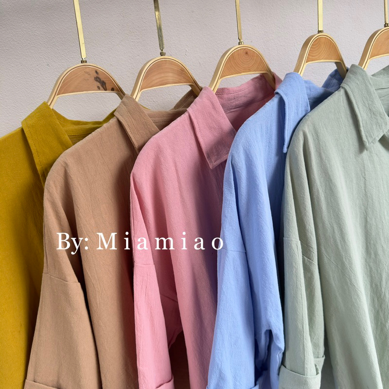 Kemeja Wanita Katun Linen Tangan 7/8 - Kemeja Casual