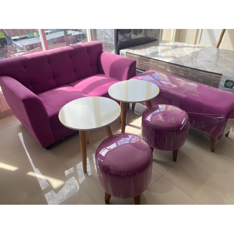 sofa bludru set sofa stool kayu makassar murah