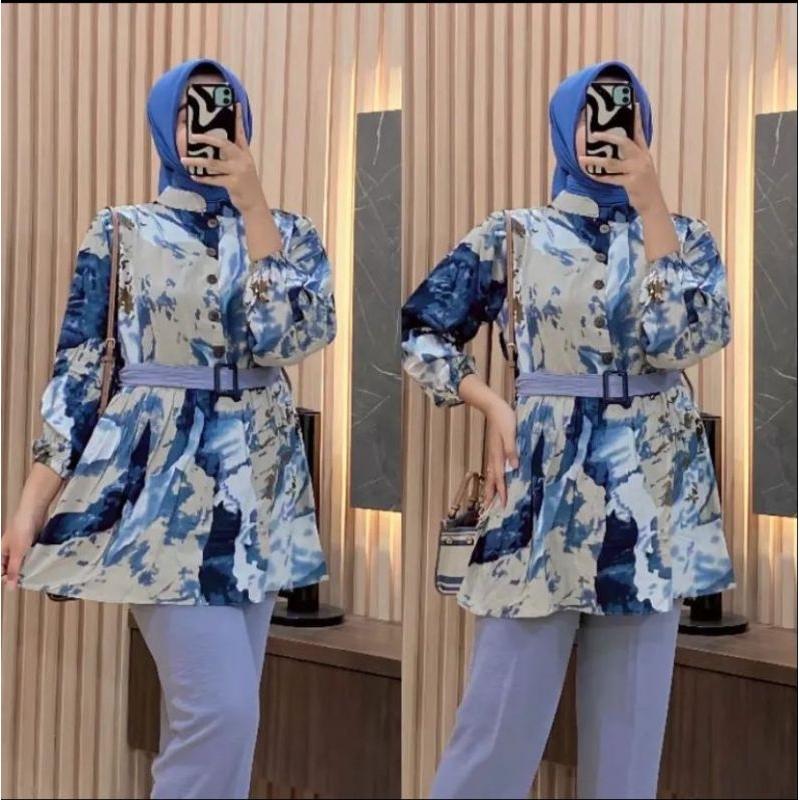NEW!!! Oneset Rayon Premium Terbaru/Stelan Kemeja Wanita Motif Virall