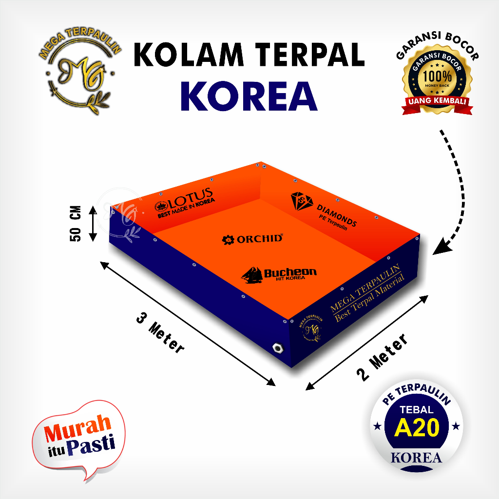 TERPAL KOLAM IKAN 2x3x50 KOREA IMPORT BERGARANSI MURAH | KOLAM TERPAL IKAN LELE,KOI,GURAME