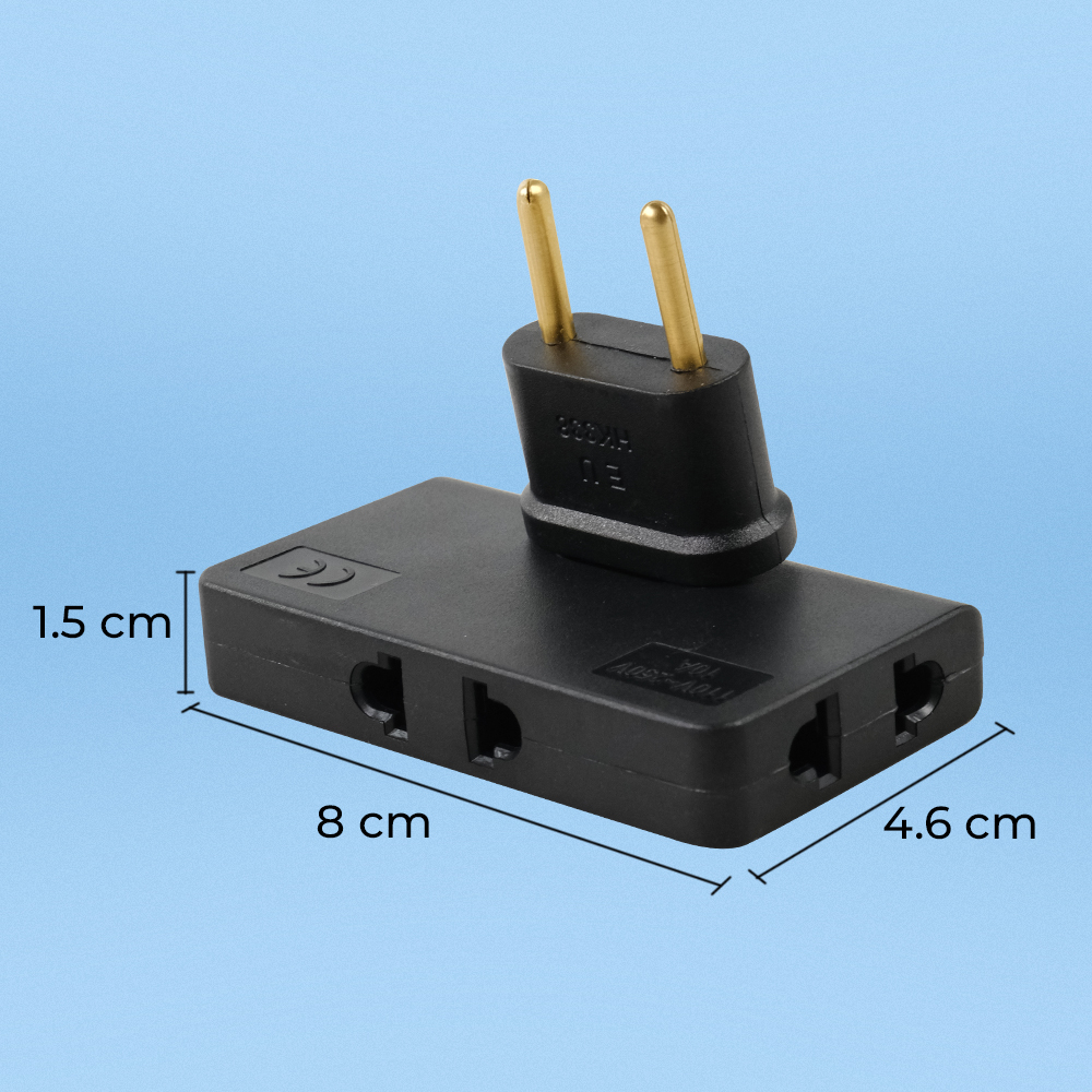 Steker 180 Derajat Rotate EU Plug One in Three - HK338 - Black