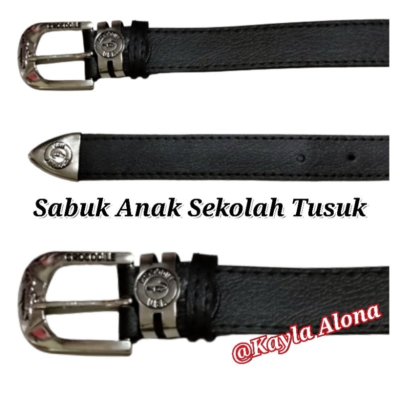 SABUK / IKAT PINGGANG ANAK HITAM MODEL TUSUK &quot; CROCODILE &quot;