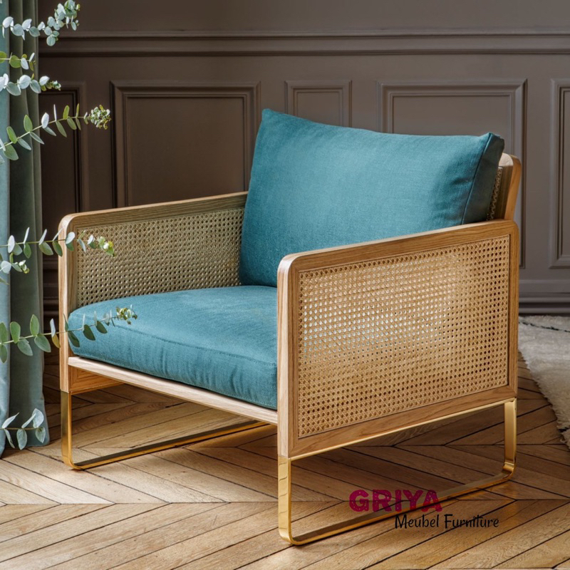 arm chair single sofa - jati kombinasi stainless