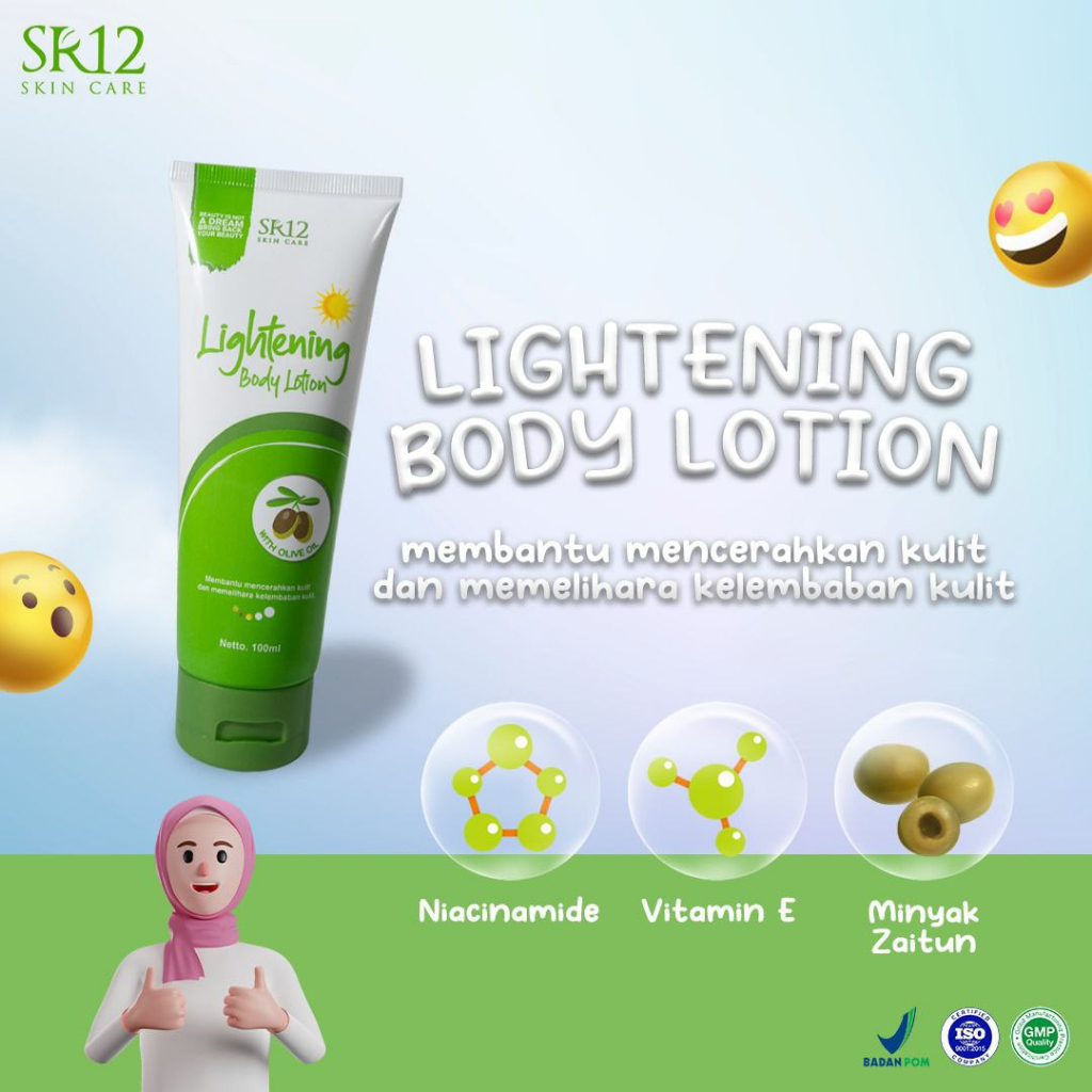 Lightening Day Body Lotion 50ml SR12 with Olive Oil Body Lotion Anti UV Losion Pencerah SPF 30 BPOM