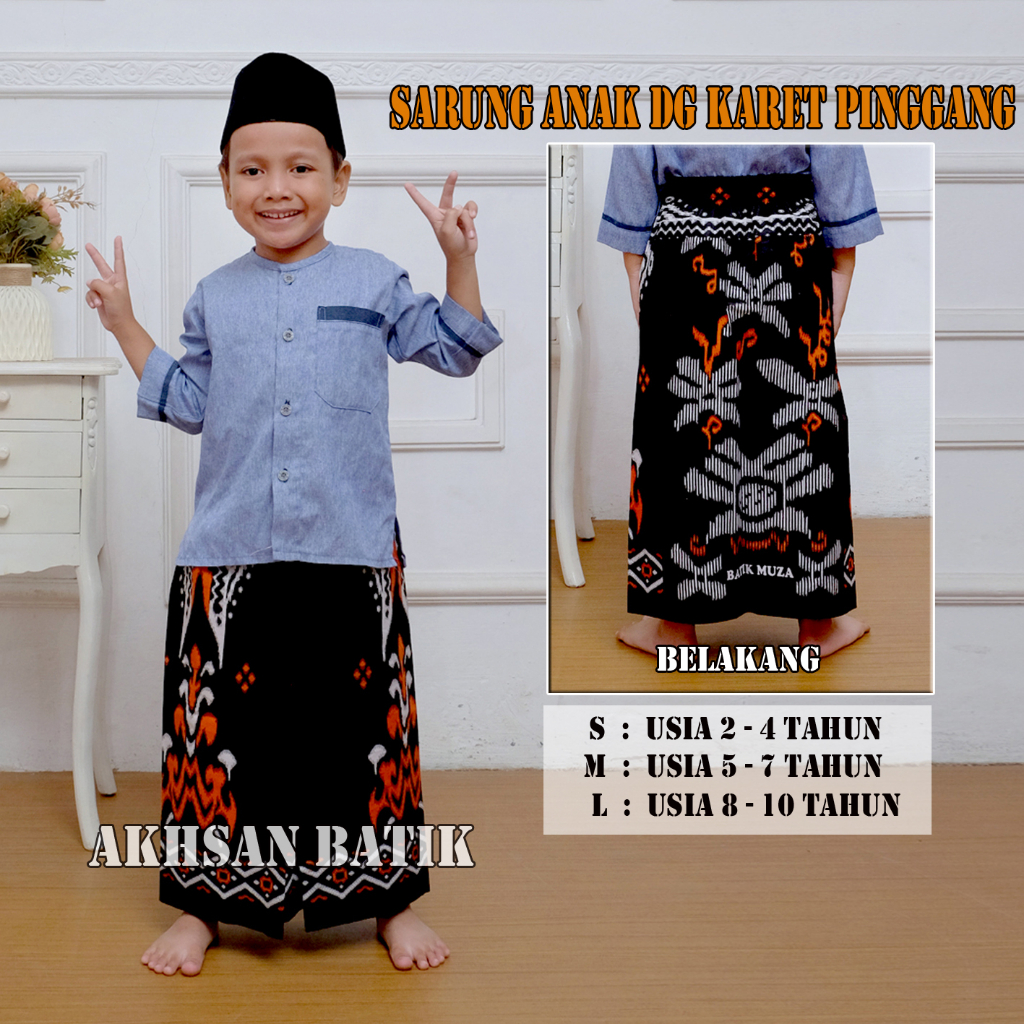 Sarung Anak Instan Untuk Usia 2-10 Sarung Batik anak Model Rok Praktis Bahan Katun Lembut Adem Di Pakai