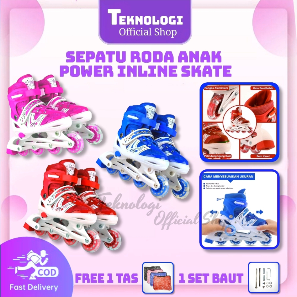 Sepatu Roda Anak Power Inline Skate /Power Roller Skate /Sepatu Roda bajaj