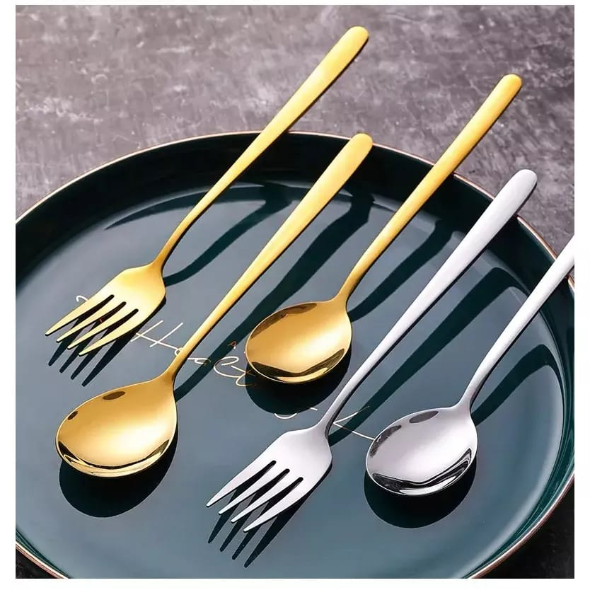 Sendok Garpu Korea Sujeo Gold Silver / Alat Makan Korean Panjang Spoon Fork