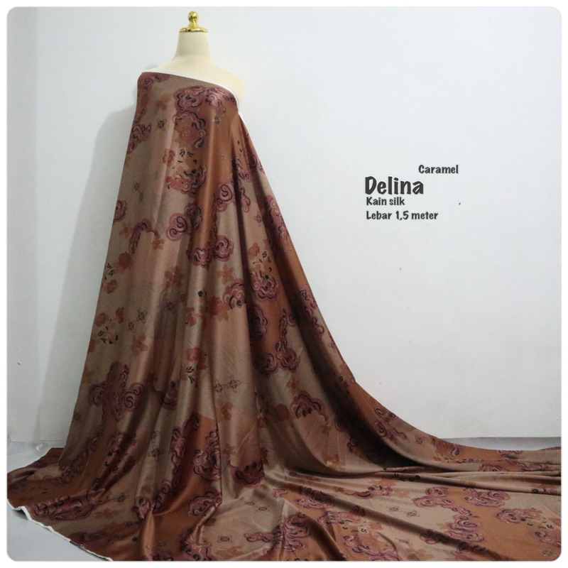 Kain silk motif DELINA bahan seragaman bahan sarimbit motif abstrak kain motif etnik