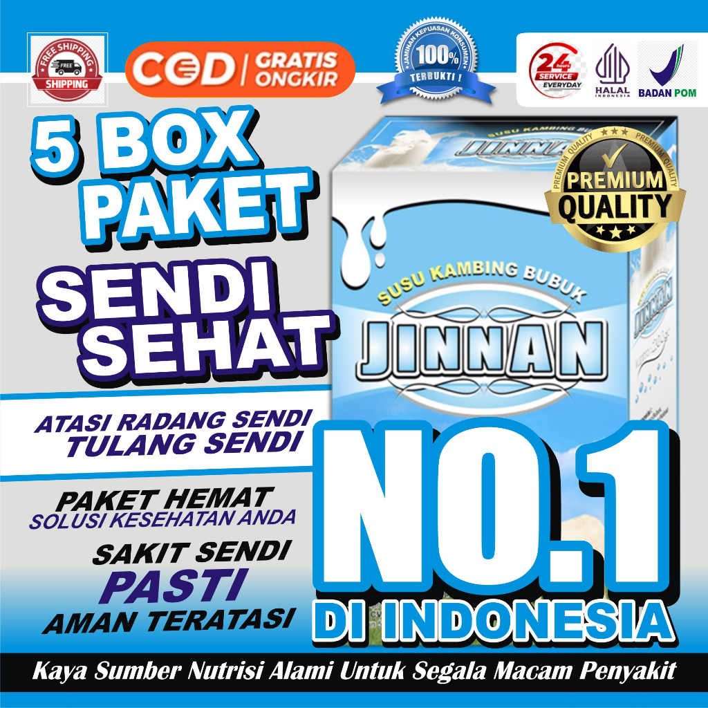 

5 Box Susu Kambing Etawa JINNAN Untuk Sakit Persendian 100% Asli NO.1 Indonesia