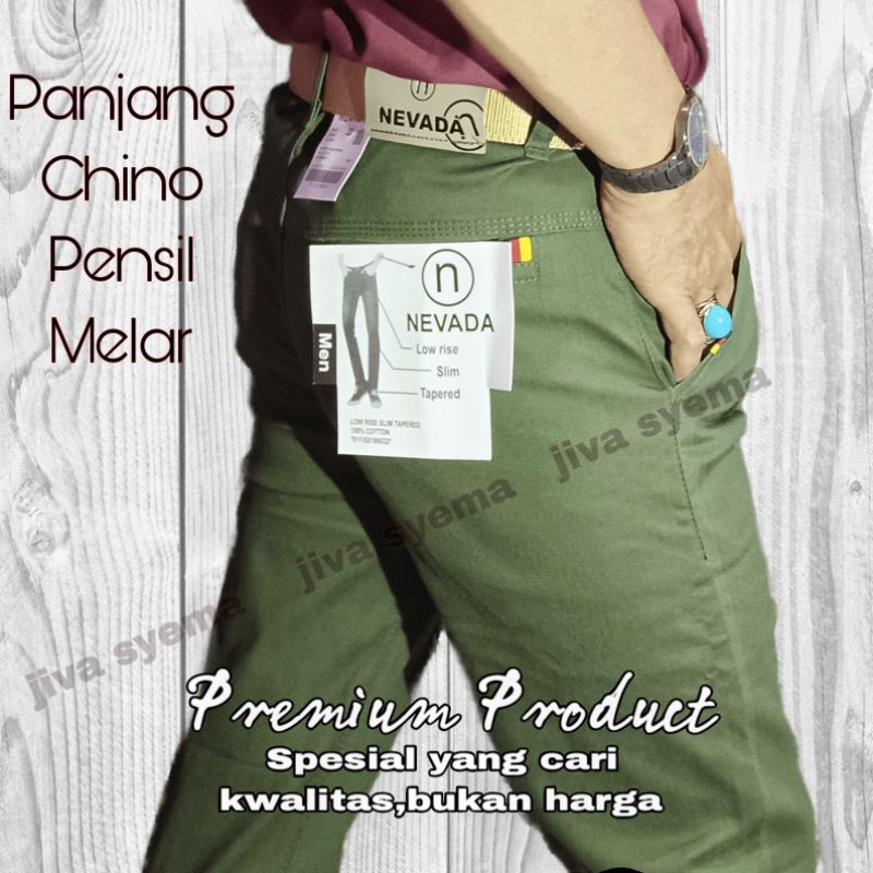 Celana Panjang Chino Pria Chinos Pensil Cino Melar Hijau