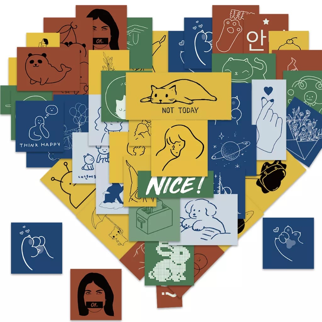 

[ , ] 3pcs Stiker Motif Kartun Lucu Vintage Ins Sederhana untuk Laptop, Handphone