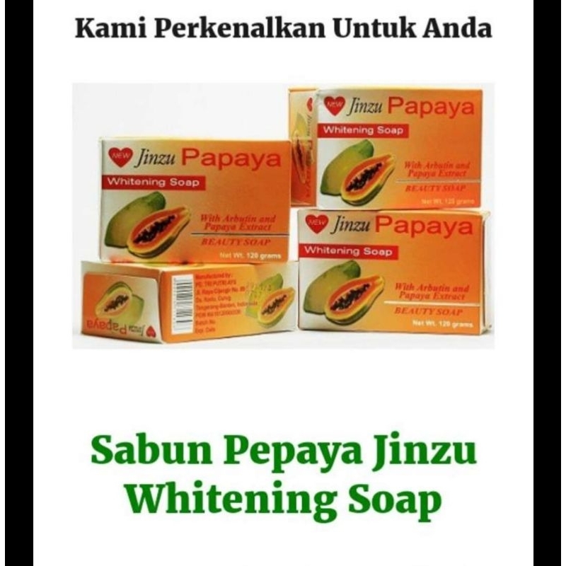 Jinzu Bar Soap Pepaya Brightening 130ml/Sabun Batang/Pembersih Tubuh &amp; Muka/Papaya Sabun Muka Jinzu / BPOM Sertivikat HALAL