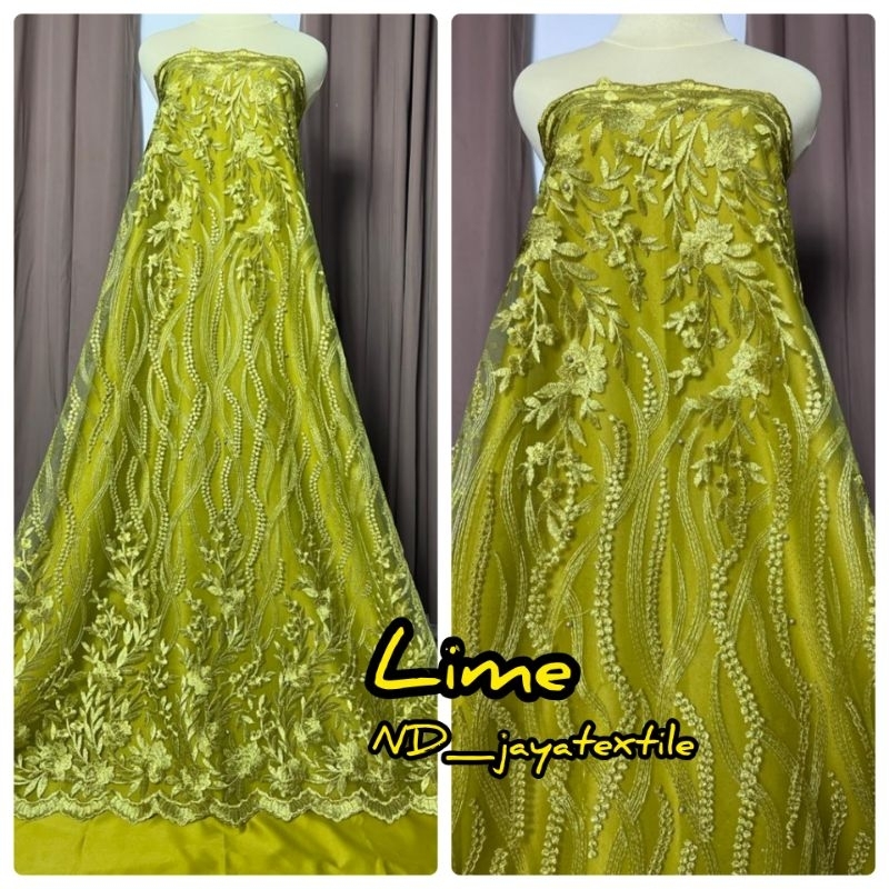 Kain Tile Embroyderry/Tile Border MutiaraTebal/Bahan Kebaya