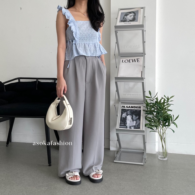 ASOKA Haelyn - LOOSE PANTS for PETITE SIZE 668 - Kulot Highwaist Anti Kusut - Trouser Wanita Celana Panjang Casual Formal