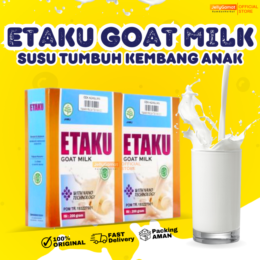 

Susu Tumbuh Kembang Anak Susu Kambing Bubuk Dukung Pertumbuhan Anak Tinggi Protein Etaku Goat Milk 200gr