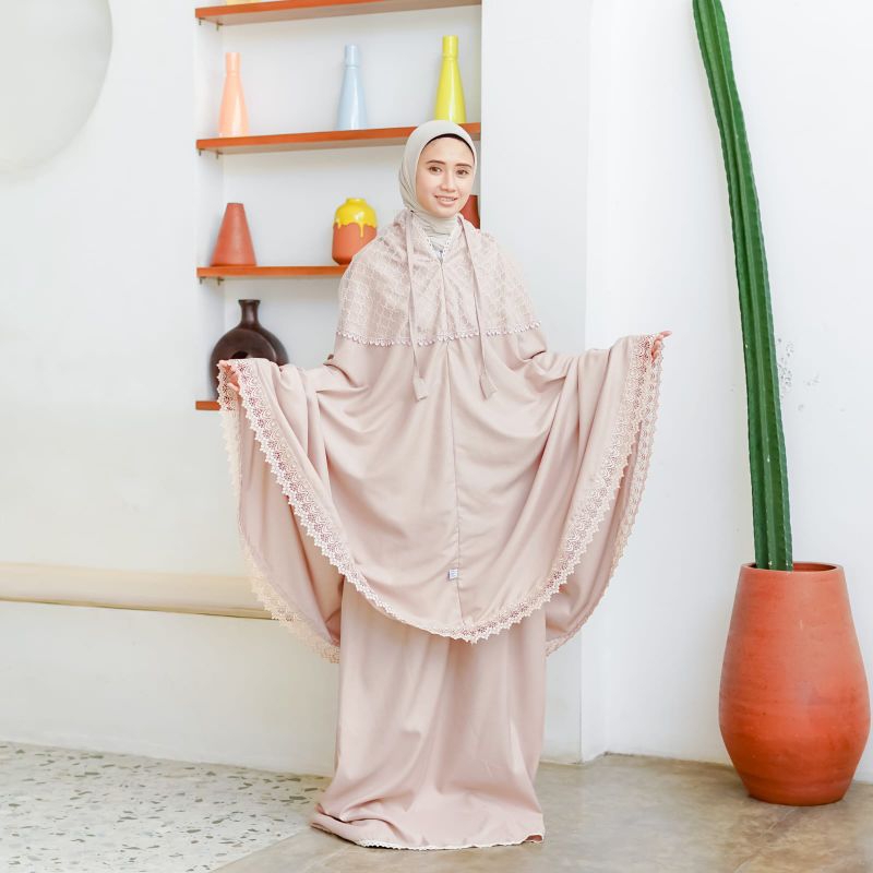 Mukena Resleting 2in1 MALIKA Renda Brukat Mewah