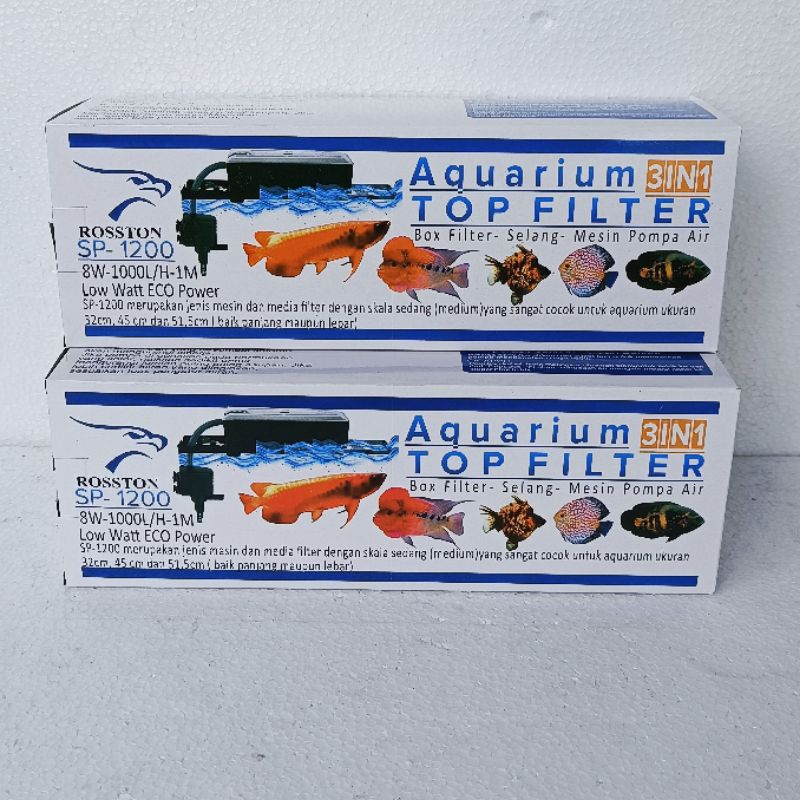 TOP FILTER ROSSTON SP 1200 mesin pompa filter box atas full set komplit waterpump aquarium water pump celup akuarium 1000 lph murah bagus