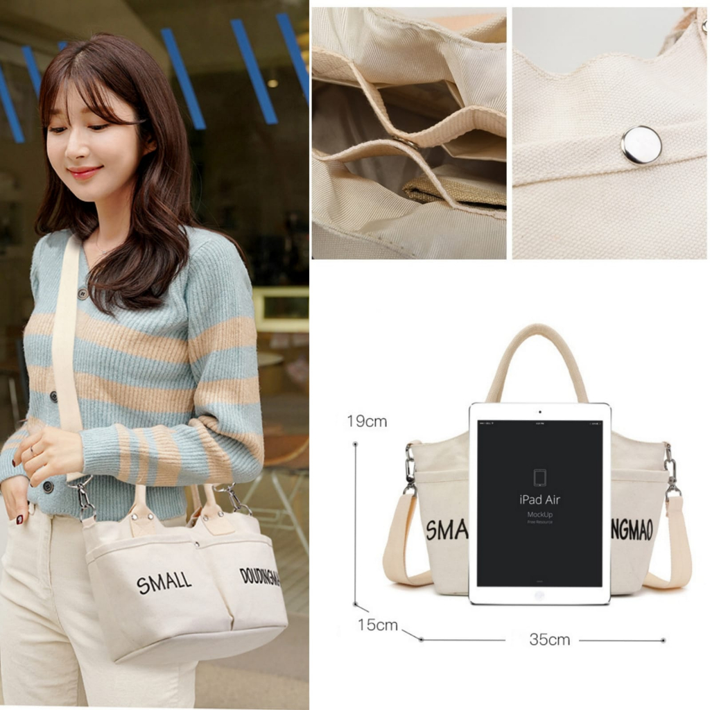 TAS SELEMPANG WANITA MUMMY BAG MUTLTIFUNGSI PERLENGKAPAN BAYI DIAPER BOTOL SUSU TRAVELING IMPORT KANVAS KREM SWAINSON TA826W1 POPOK MURAH BAHU SHOULDER