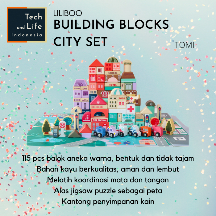 Mainan Edukasi Anak Montessori Kayu Building Blocks City Set 115 Pcs