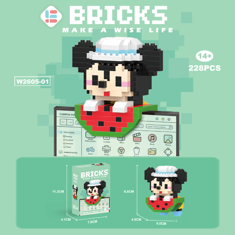 Nano Block Lucu Karakter Kartun Mainan Balok Susun Mainan Anak Edukatif Anak Toy DIY 3D Puzzle Dekorasi Brick Block