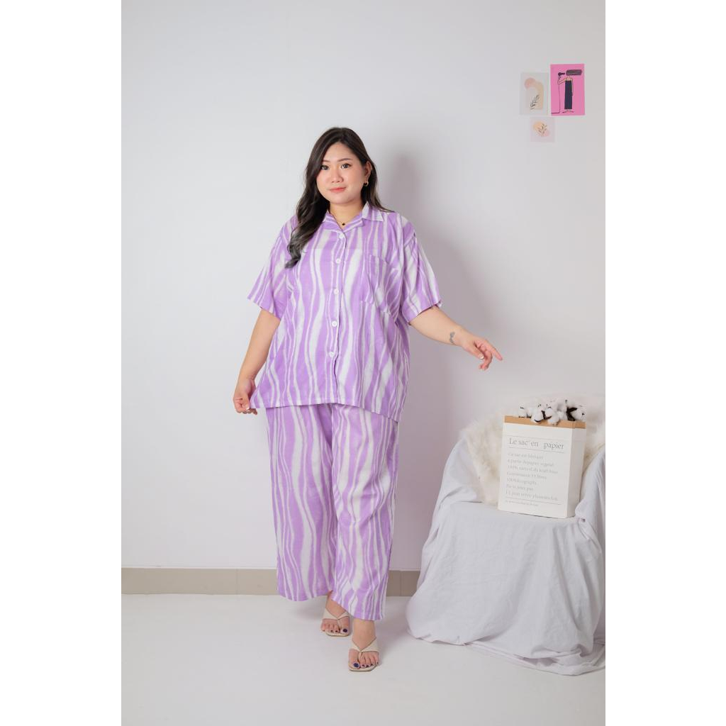 BIGWELL SCARLET SET MOTIF - SETELAN WANITA BIGSIZE - PIYAMA WANITA JUMBO