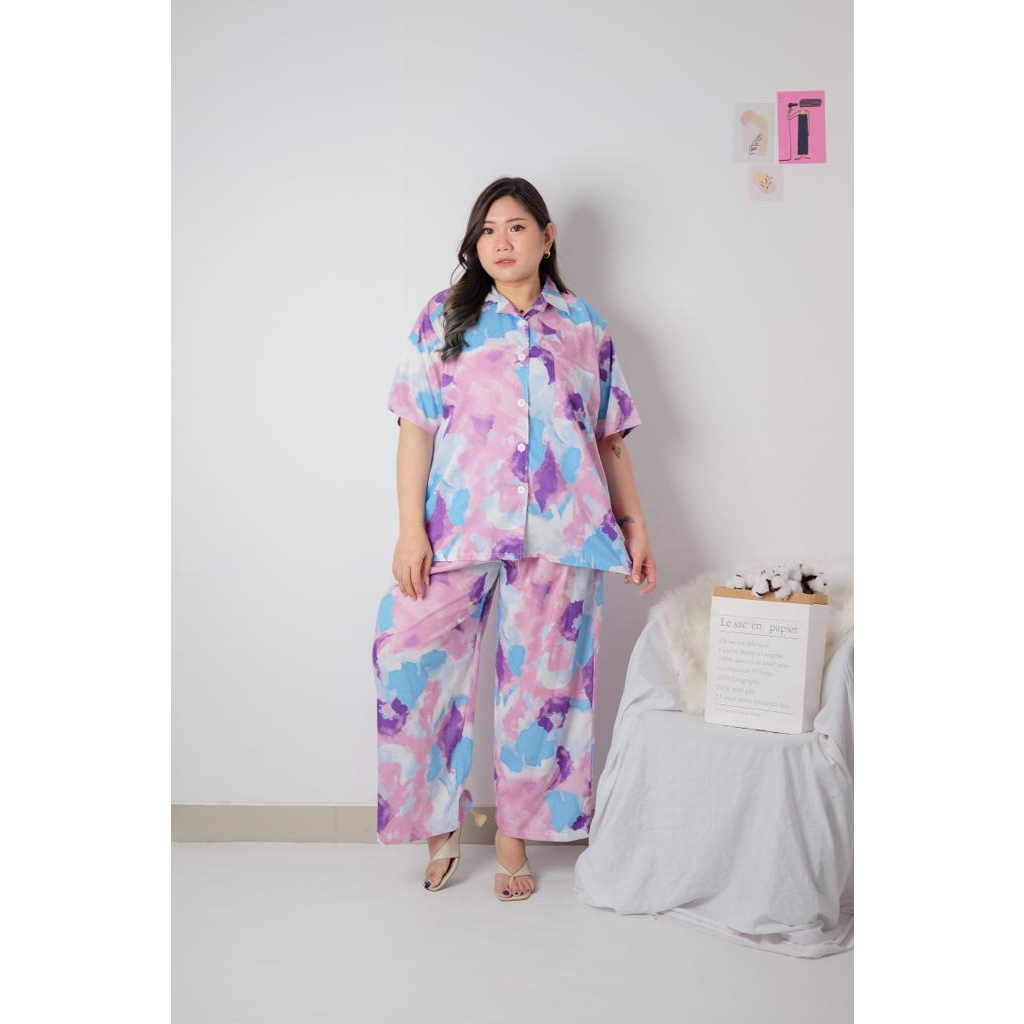 BIGWELL SCARLET SET MOTIF - SETELAN WANITA BIGSIZE - PIYAMA WANITA JUMBO