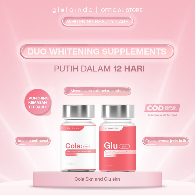 DUO WHITENING! Supplemen Kapsul Pemutih Kulit Gluskin &amp; Colaskin - Paket 2 Botol