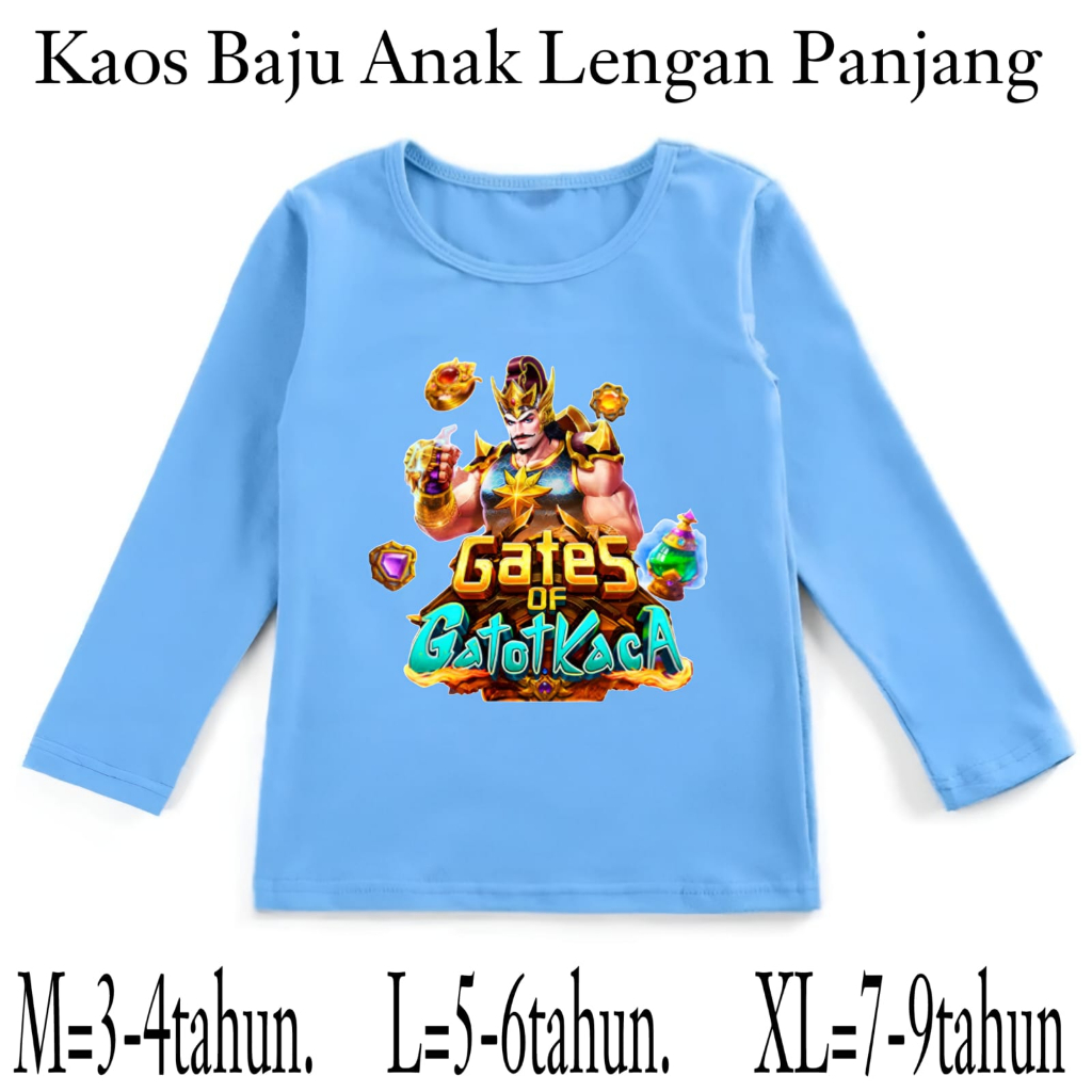 hzl_outfit Kaos Atasan Anak Lengan Panjang Gatot Kaca/Bahan Katun Adem Tidak Panas