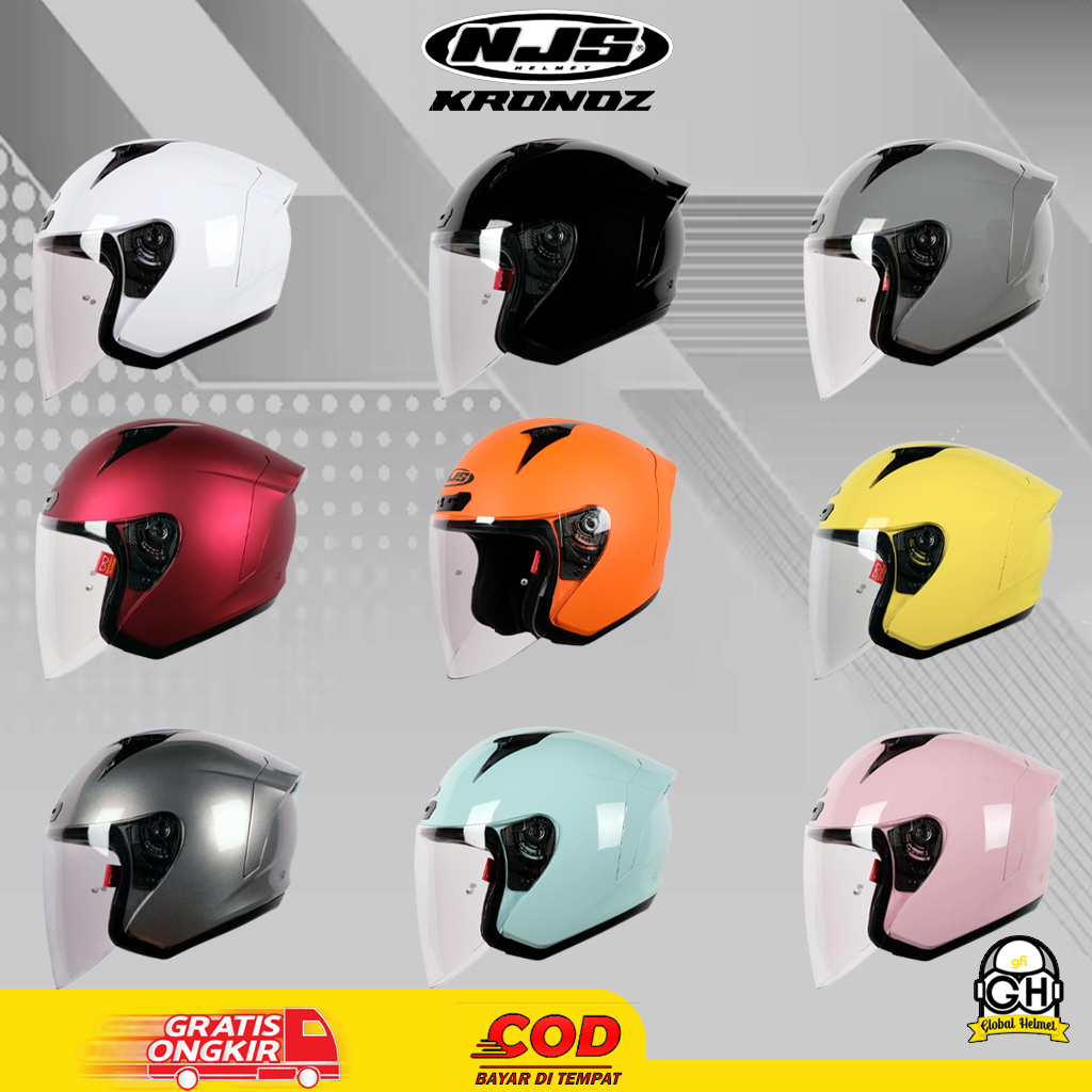 HELM NJS KRONOZ SOLID HALF FACE HELMET ORIGINAL