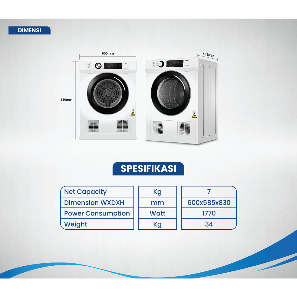 MESIN CUCI AQUA FQV-701E FRONT LOADING 7 KG