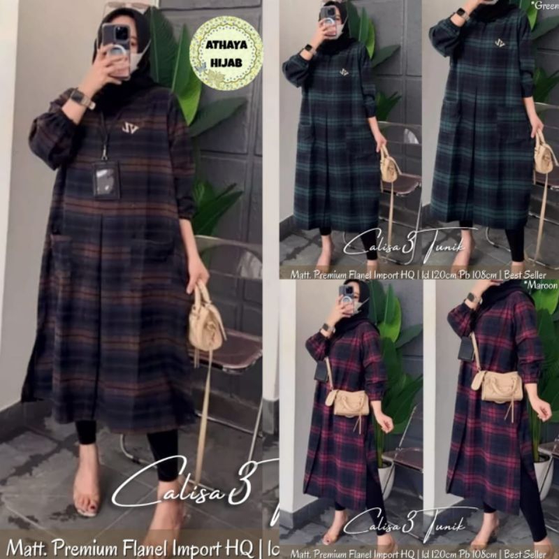 Tunik Jumbo Flanel Premium LD 120 Calisa Tunik 3 By Athaya Hijab