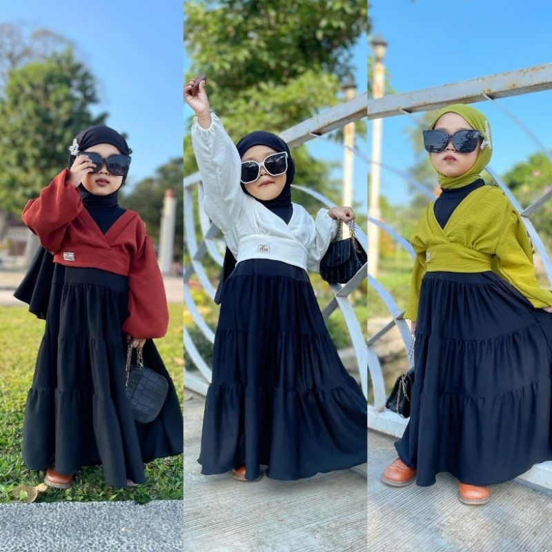 Vins Maurin Crop Tali Belakang Couple Ibu dan Anak Outer Crincle Airflow Tebal