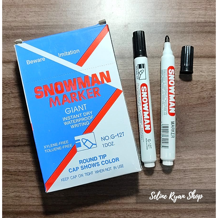 

Spidol Permanent Hitam SNOWMAN Round Tip / Ujung Bulat G-12T