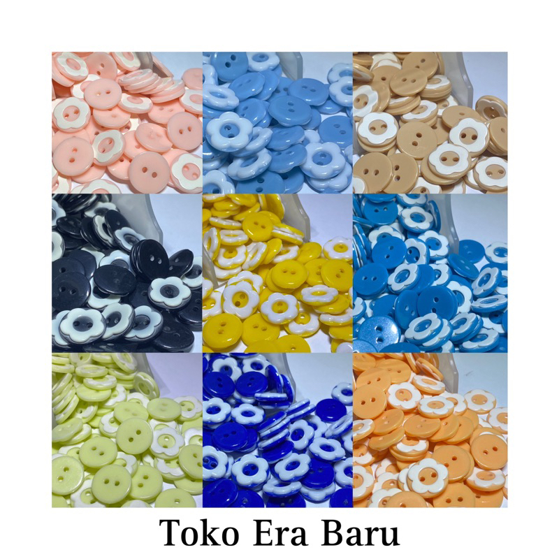 Kancing Sakura ukuran 20L warna warni lubang 2 isi 1 gross 144 pcs