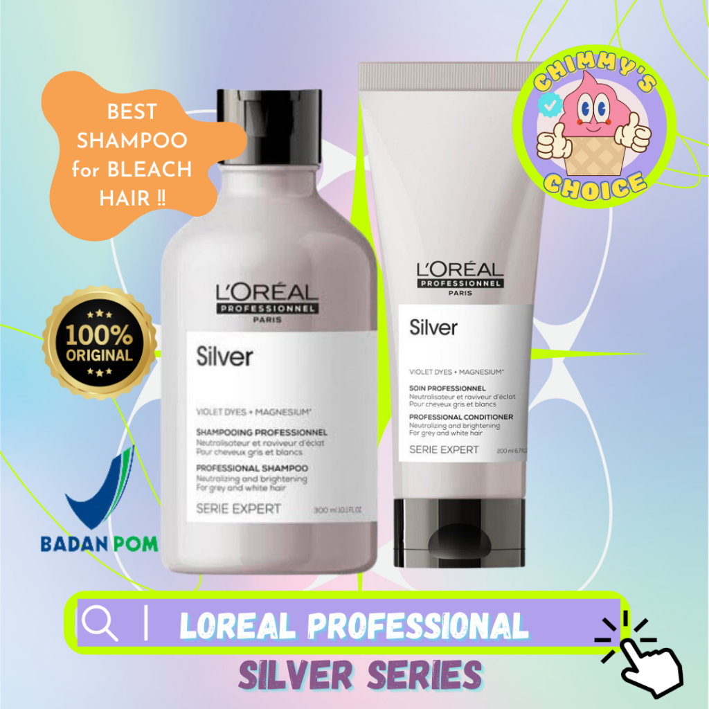 Loreal Professional Series Expert Silver Shampoo Conditioner Rambut Bleach Berwarna Rambut Kuning An