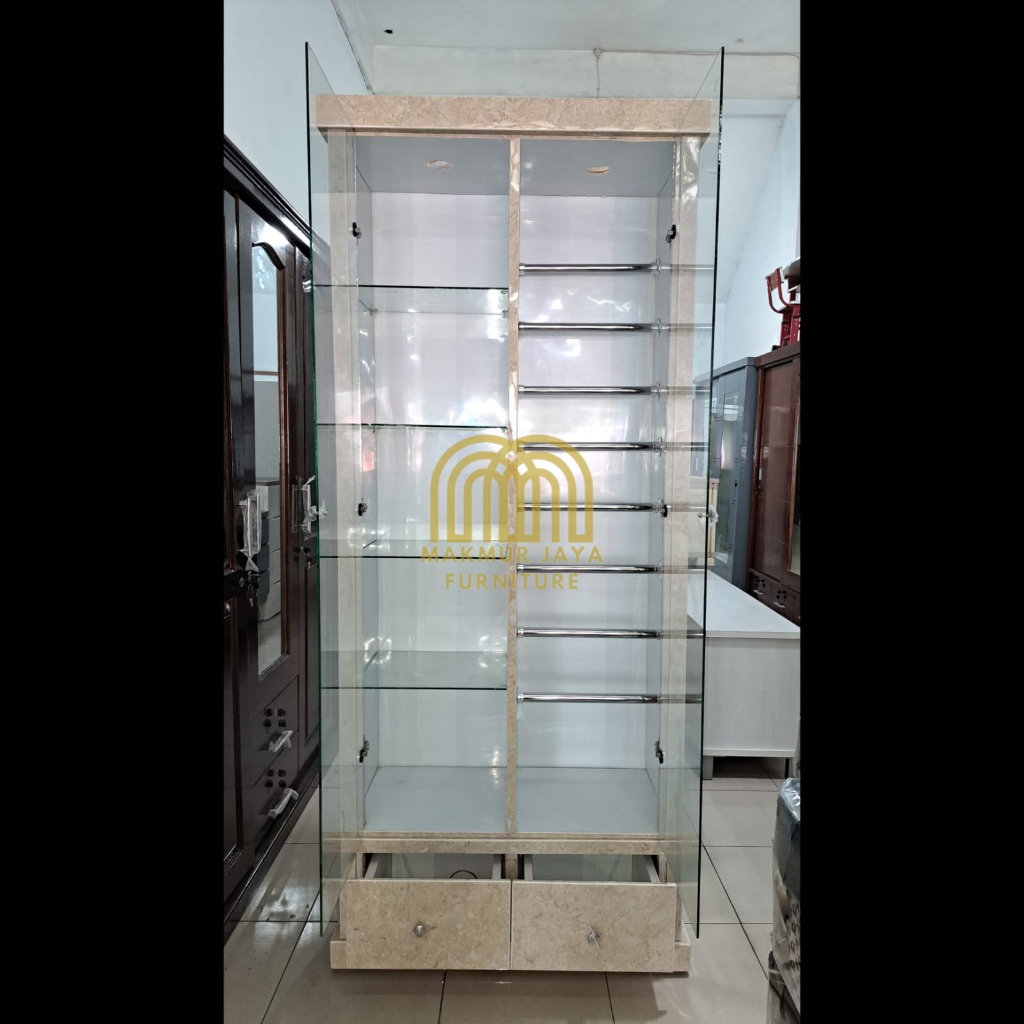 Lemari Hijab HPL 2 Pintu Corak Marmer Tempahan