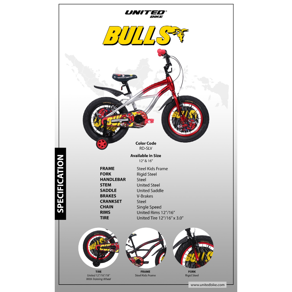 Sepeda Anak LAKI LAKI BMX 12 16 18 United Bulls