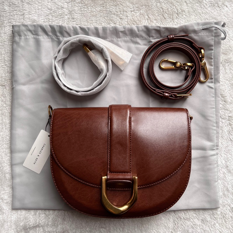 Tas Charles and Keith Gabine Saddle Bag in Dark Brown Original Preloved