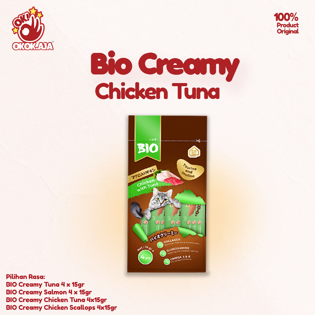 BIO CREAMY 15gr Snack Cemilan Kucing favorit Sehat dan murah / 1 pack isi 4pcs