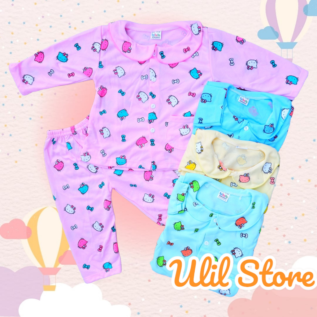 PIYAMA BAYI PEREMPUAN LENGAN PANJANG 3-18 BULAN MOTIF HELLO KITTY