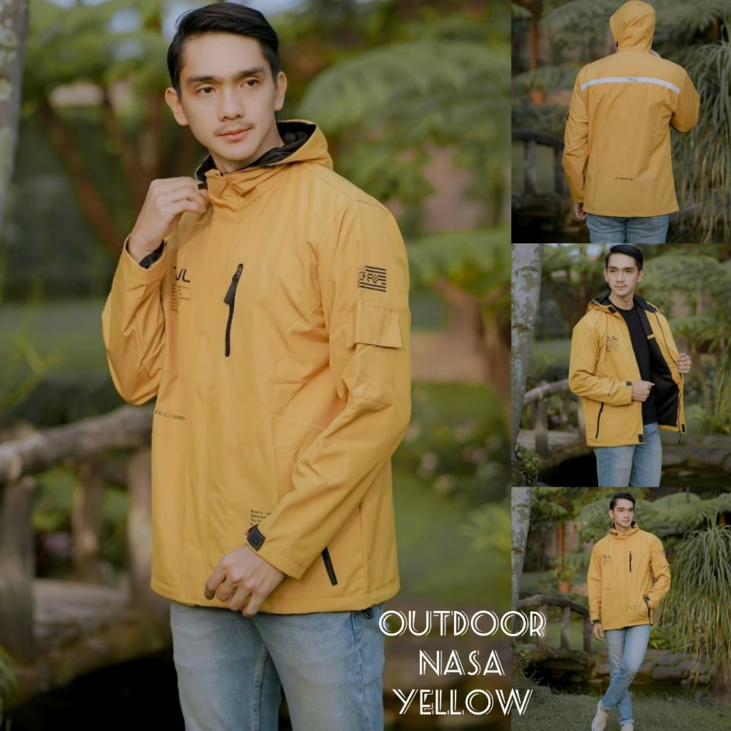 JAKET CAGOULE NASA KUNING - JAKET OUTDOOR NASA - JAKET PARKA SIMPLE NASA - JAKET GUNUNG BOJIEL ORIGI