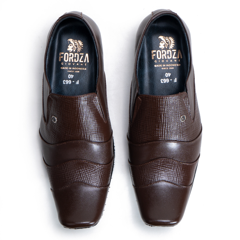 Sepatu Pantofel Pria Formal Kantor Branded Lokal Kulit Asli Original Fordza F663 Coklat