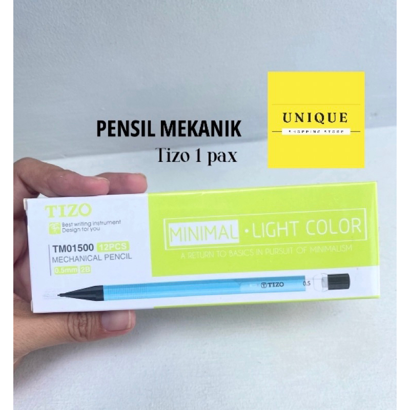 

(1 PAX) unique store pensil mekanik/pensil isi/mechanical pencil tizo 1 pax isi 12 pcs